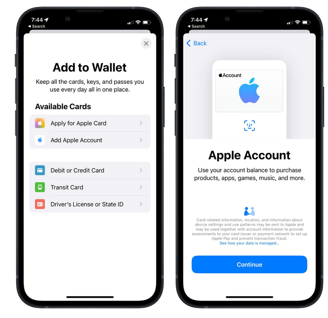 伊州苹果手机维修分享iOS 15.5钱包App如何添加 Apple 账户 