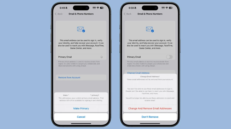伊州苹果手机维修分享苹果 iOS 18.1 支持设置“主要”邮箱地址并更改 iCloud 邮箱 